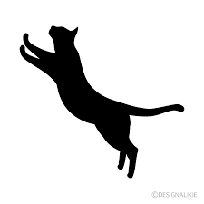 ジャンプする猫シルエットイラストのフリー素材｜イラストイメージ