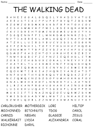 the walking dead word search wordmint