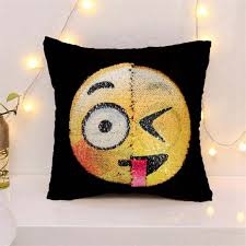 Diy emoji pillows easy cute and affordable. New Cute Diy Changing Face Emoji Cushion Cover Decorative Pillows Sequin Pillow Ebay