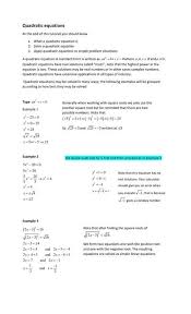 Solving Quadratic Equations Csec Math