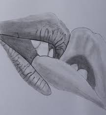 pencil drawing kissing lips hive