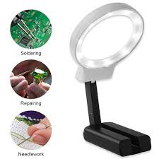 Led Lighted Hands Free Magnifying Glass 4x Large Portable Illuminated Magnifier For Reading Inspection Soldering Needlework Repair Wish