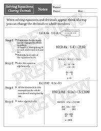 Solving Equations Clearing Decimals