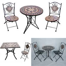 5 out of 5 stars with 2 ratings. Outdoor Furniture Jody Model Mosaic Table And 2 Folding Wrought Iron Chairs For Garden