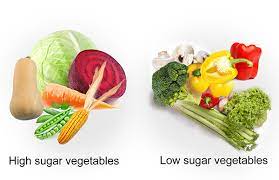 5 high sugar vegetables and 5 low sugar