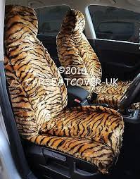 Furry Gold Tiger Print Car Seat Covers