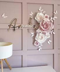 Set Of Paper Flowers In Blush Pink And