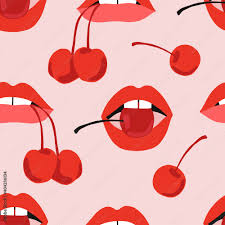 sweet cherry and y woman lips