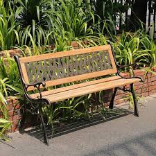 3 Seater Outdoor Wooden Metal Bench