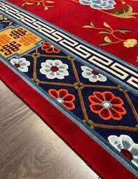 floor velvet cherry red handmade carpet