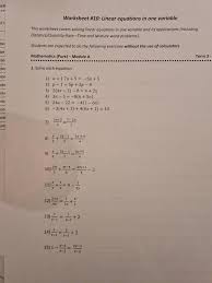 cen worksheet 10 linear equations