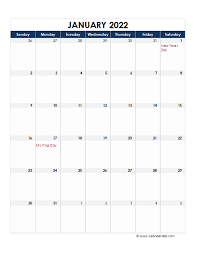 2022 excel monthly calendar template