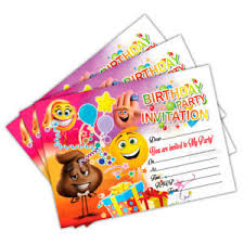 Details About Emoji Birthday Party Invitation Invites Cards Kids Childrens Girls Boys