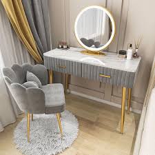 dressing table with mirror and light