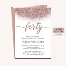 Rose Gold Forty And Fabulous Invitation Forty Birthday