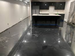 black metallic epoxy floor concrete