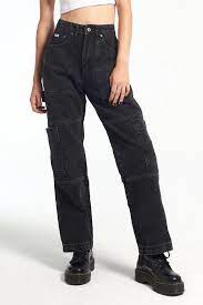 high waisted black combat jeans