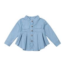 Us 4 7 14 Off Pretty Kid Child Girl Shirt Button Front Blouse Long Sleeve Light Blue Shirts Swing Dress Shirt Girl For 3 12y S 3xl In Blouses