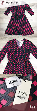 Nwt Leota Faux Wrap Dress Geometric 2x New With Dia Co