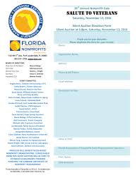 Silent Auction Donation Form 2016 Florida Association Of Nonprofits