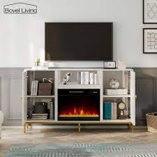 Boyel Living White Tv Stand Fits Tvs Up