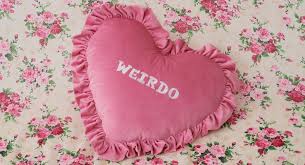 Lazy Oaf Weirdo Cuddle Pillow Soft Velvet Heart Shape