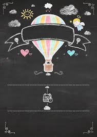 Hot Air Balloon For Girl In Chalkboard Background Free