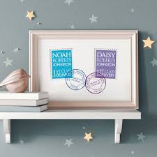 baby twins gift and christening print