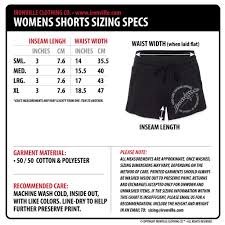 Ironville Clothing Womens Gym Shorts Size Chart 2017
