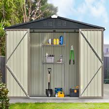 8x6 ft outdoor storage shed with shelf