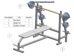 olympic flat bench press with plate storage plan subembly list