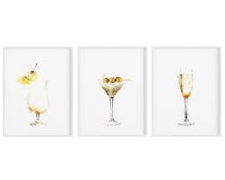 Set Of 3 Cocktails Poster Kitchen Print