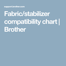 Fabric Stabilizer Compatibility Chart Brother Sewing