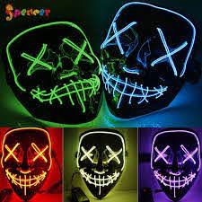 Spencer Scary Halloween Led Glow Mask Flash And Glowing El Wire Light Up The Purge Movie Costume Party Mask With 2aa Batteries Yellow Walmart Com Walmart Com
