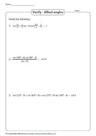 Trigonometry Worksheets Angles