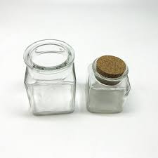 china 1 7oz square glass jars with cork