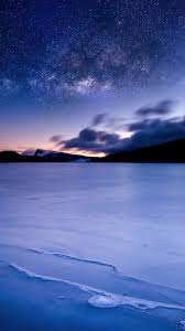 sunrise winter lake night sky