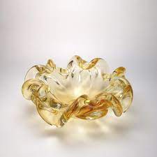 Amber Color Murano Glass Bowl Murano