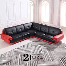 modular black genuine leather sofa set