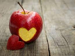 Wallpaper Single red apple, love hearts ...