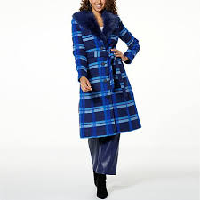 Fashion 360 Icon Belted Plaid Faux Wool