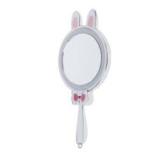 cute rabbit led hd round vanity mirror