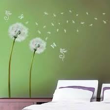 green dandelion flower wall stickers