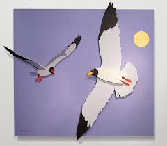 Two Seagulls 3d Wall Art Sculpture By