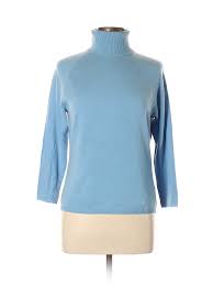 Details About Magaschoni Women Blue Cashmere Pullover Sweater Lg