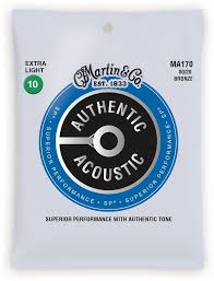 Martin Ma170 Sp 80 20 Bronze Authentic Acoustic Guitar Strings Extra Light 10 47