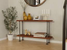 Pipe And Wood Console Table Steel Wood
