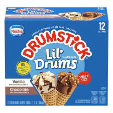 Looking for drumstick ice cream calories? Drumstick Lil Drums Vanilla Chocolate With Chocolatey Swirls Snack Size Sundae Cones Shop Cones Sandwiches At H E B
