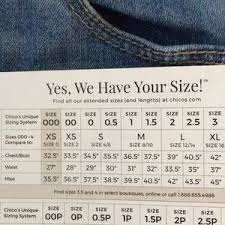 Chicos Platinum Jeggings Size Chart Above