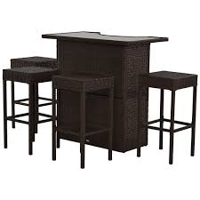 Brown Frame Bar Height Patio Dining Set